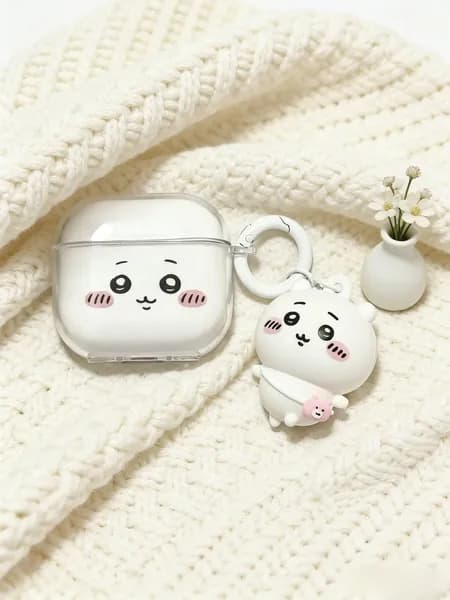 Прозрачный чехол для AirPods 1/2/3, AirPods Pro 1/2 с милым персонажем Чиикава и брелоком, противоударный