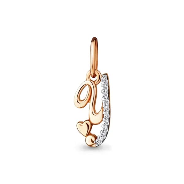 Золотая подвеска-буква У DIAMANT-ONLINE с фианитом 585 пробы
