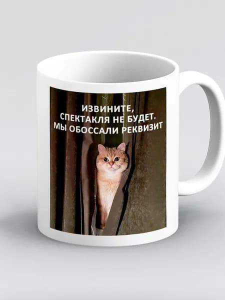 Кружка с приколом мем котик Извините, спектакля не будет