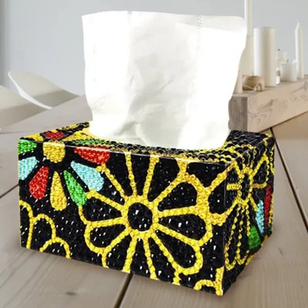 Коробка для салфеток Подсолнух DIY с резиновыми стразами