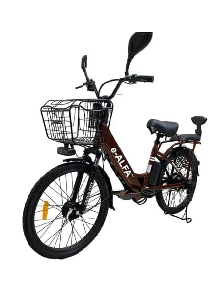 Электровелосипед Green City E-ALFA new колеса 24, рама алюминий, скоростей 1, Коричневый