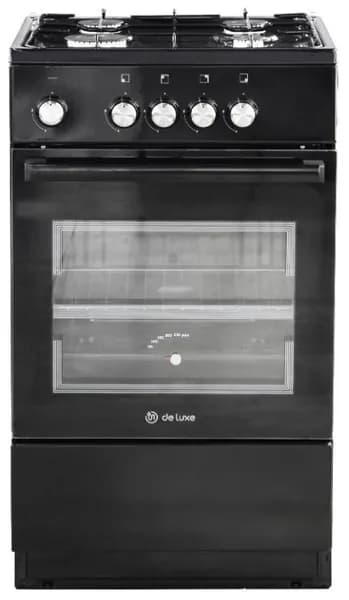 de luxe 520200 Плита газовая 5040.48Г (Щ)-011 черный, конфорок 4 шт, духовка 46 л, 50 см x 85 см x 50 см
