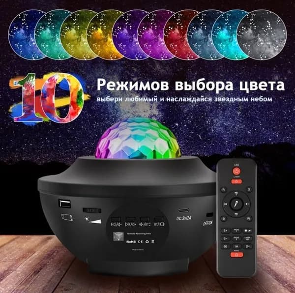 Проектор звездного неба / Проектор музыкальный / Проектор-ночник с музыкальным проигрывателем
