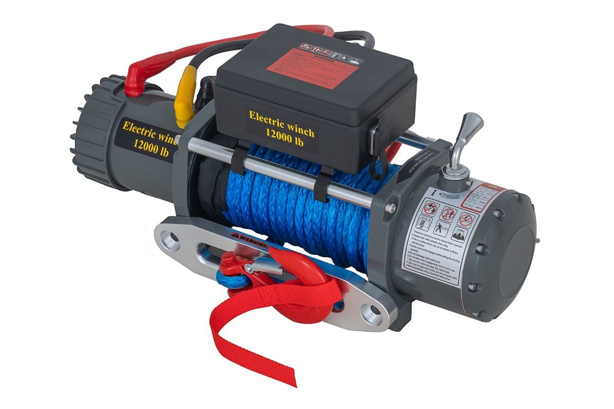 Лебедка Electric Winch 12V 12000 lbs 5443 кг, синтетический трос 10 мм/17 м