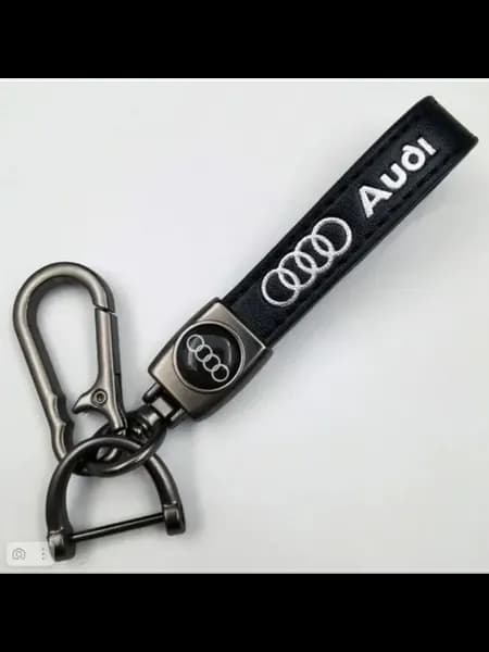 Брелок Audi кожаный для ключей автомобиля чёрный