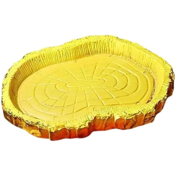 (1 шт.) Поилка-миска для черепах, ящериц, змей, "Желтый пень"