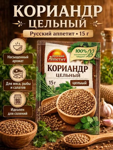 Кориандр 1 пачка 15 грамм цельный