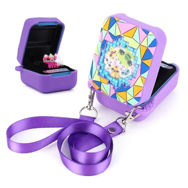 чехол для Bitzee Magicals Interactive Toy, фиолетовый, 360 защита, с креплением для ношения на шее