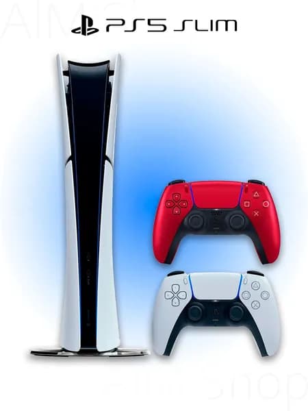 Игровая приставка Sony PlayStation 5 Slim Digital (БЕЗ ДИСКОВОДА) 825Гб + 2 геймпад (красный, Volcanic Red)