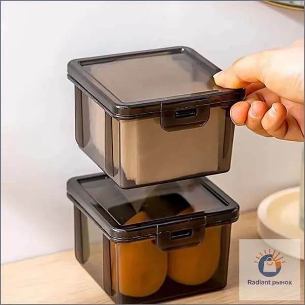 Кофр для хранения вещей 9.5x9.5x6 см 1 шт с крышкой черно-серый