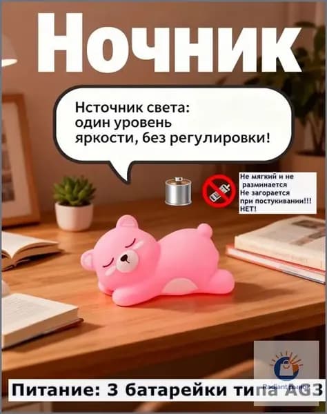 Ночные фонари в спальне,Розовый медведь