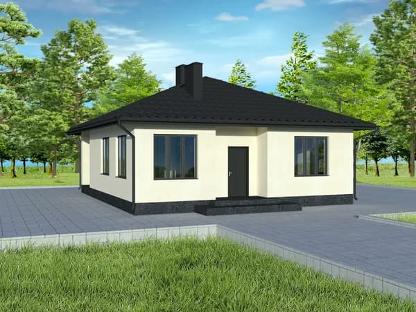 100,12 м2 - Проект дома для ипотеки и строительства 11-0088 с террасой из газосиликатных, 3 спальни, 2 санузла (10.17 х 11.6 м)