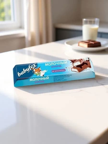 Натуральный шоколад BabyFox с нежной молочной начинкой - с повышенным содержанием молока и отборным какао, 45 гр, Россия