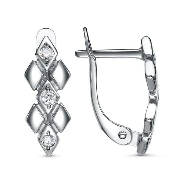 Серьги из серебра с фианитами