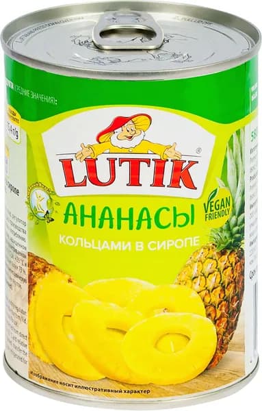 Ананасы LUTIK кольца в сиропе, 560г