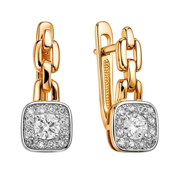 Серьги женские с бриллиантами из красного золота 585 пробы 585GOLD