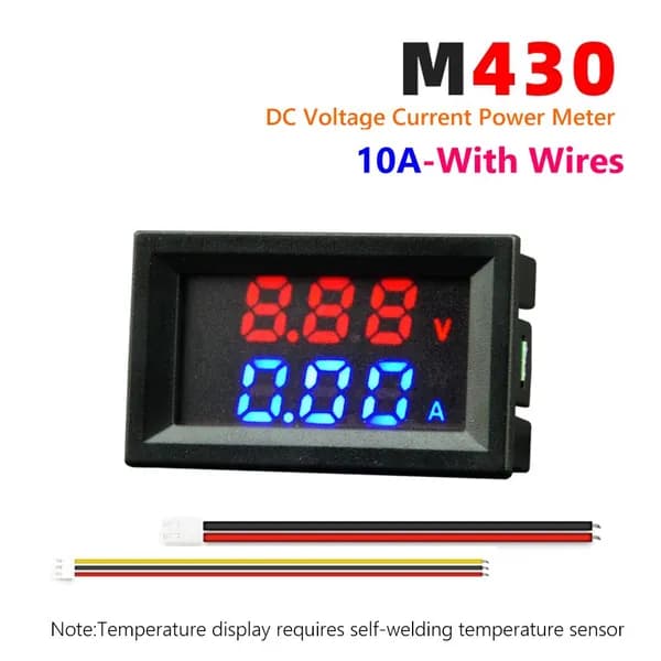 Цифровой вольтамперметр M430 с двойным LED-дисплеем, диапазон 0-100 В и 10 А, цветное отображение