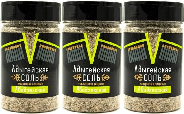 Соль каменная Адыгейская Абадзехская, комплект: 3 упаковки по 300 г