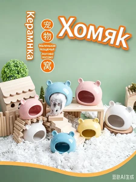 Керамический домик для хомяка, укрытие для сна, милый аксессуар