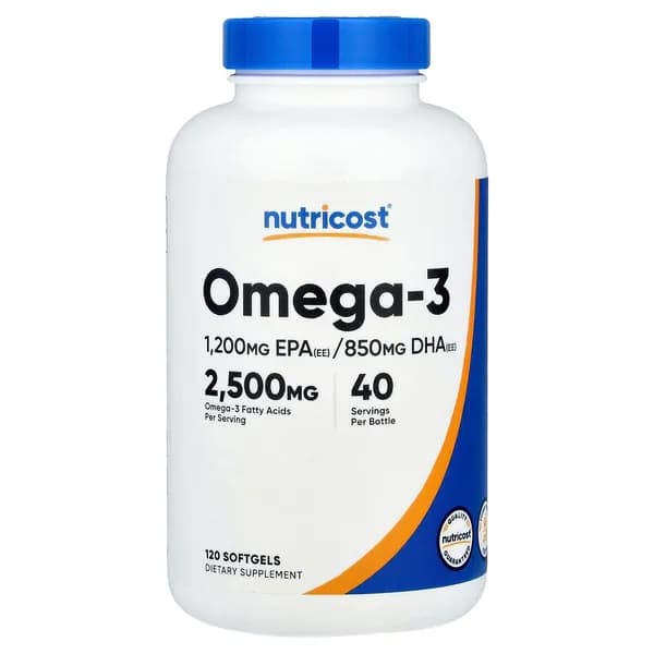 Nutricost, Омега-3, 2500 мг, 120 мягких капсул (833 мг в каждой мягкой капсуле)