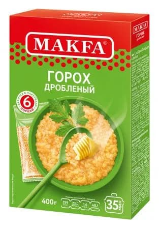 Makfa Крупа горох дробленный, 5 пакетов*80гр, 400 гр