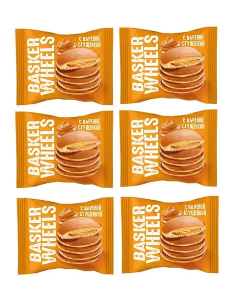 Basker Wheels Пирожное Раncake c вареной сгущенкой, 36 гр, 6 уп