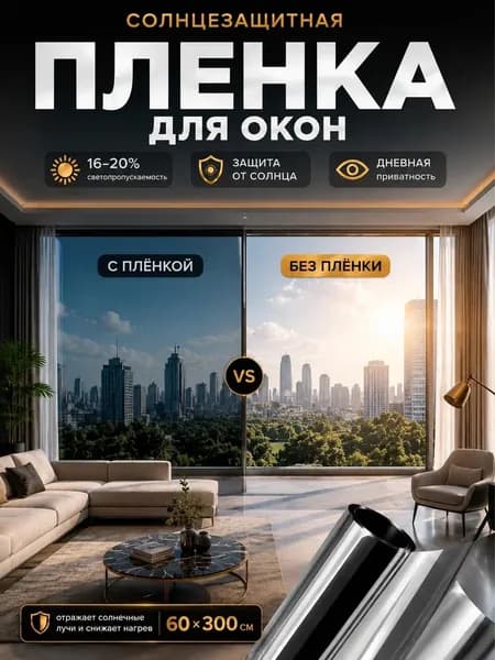 Пленка для окон солнцезащитная 60 см x 300