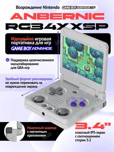 Игровая портативная консоль ANBERNIC RG34XX SP серая 64 ГБ