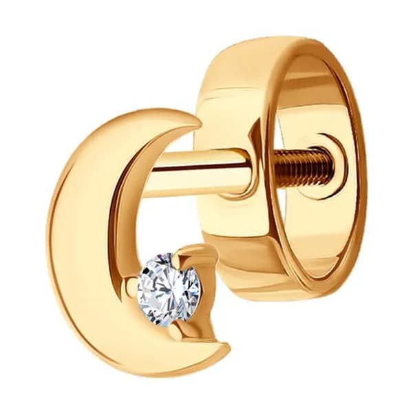 Одиночная серьга из золота DIAMANT-ONLINE с фианитом 585 пробы