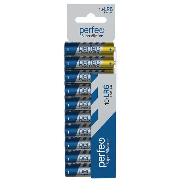 Батарейки Perfeo LR6 AA Super Alkaline алкалиновые (щелочные) пальчиковые, 10шт на блистере, 1.5V