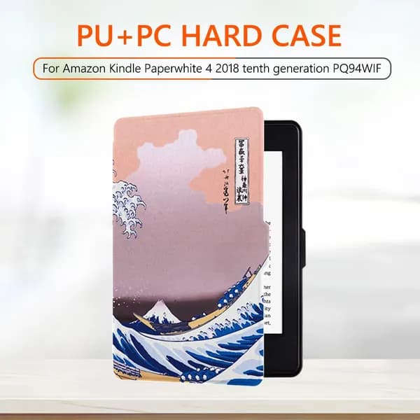 Чехол для Kindle Paperwhite 4 (2018) с рисунком, матовый PU+PC, магнитный, с подставкой