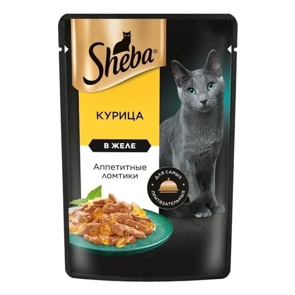 Влажный корм Sheba Ломтики с курицей в желе для взрослых кошек 75 г