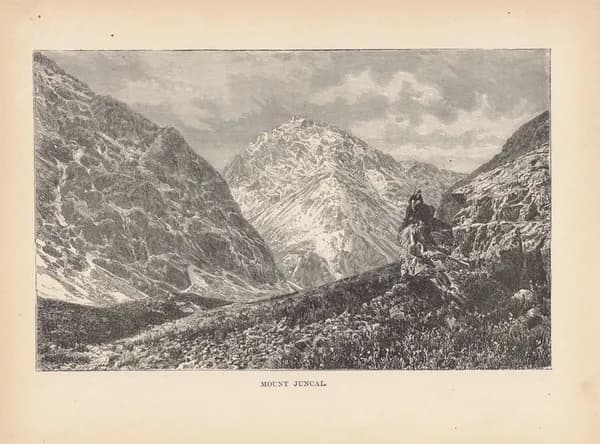 Южная Америка. Гора Джункал. Антикварная гравюра (ксилография). США, 1892 г.