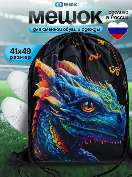 Сумка-мешок для сменной обуви и одежды, "Дракон" 49х41 см