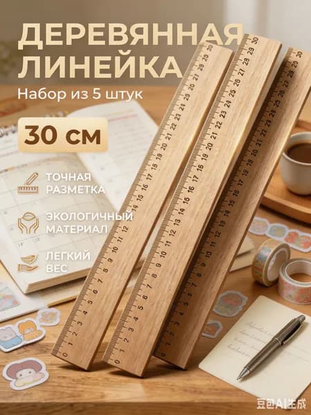 Канцелярия для школы, линейка деревянная 30 см-набор 3 шт, в дополнение под транспортир школьный металлический и транспортир школьный для геометрии.