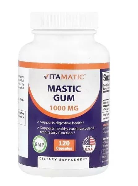 Vitamatic, мастиковая смола для желудка 1000 мг, 120 капсул (500 мг в 1 капсуле) Perfect