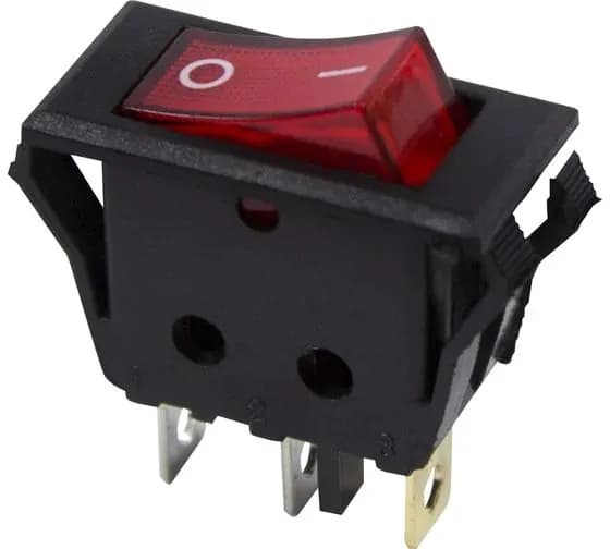 Выключатель клавишный 250V 15A (3c) ON-OFF красный с подсветкой (RWB-413, SC-788) REXANT, 36-2225