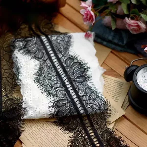 Кружево с ресничками и узором из листьев, 3 м. Украшение для платьев и DIY-рукоделия