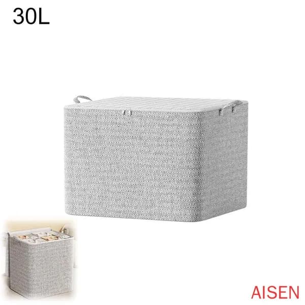 Кофр для хранения вещей 35x25x20 см 1 шт с крышкой серый металлик