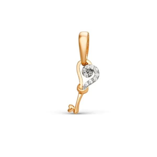 Подвеска на шею с фианитами из красного золота 375 пробы 585GOLD