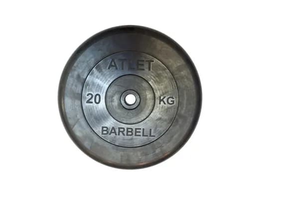 Диск обрезиненный MB Barbell d 31 мм чёрный 20,0 кг Atlet