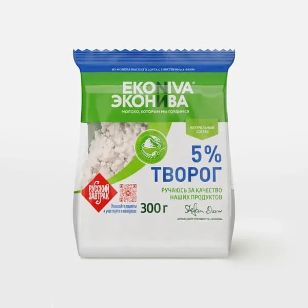 Творог рассыпчатый 5% 300 г, ЭкоНива