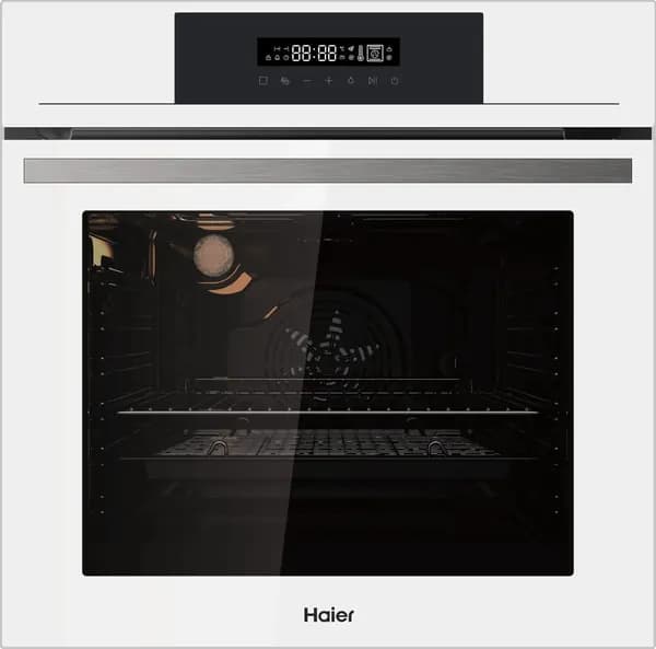 Электрический духовой шкаф Haier HOX-FP3AWB встраиваемый, 60 см, 76 л, расстойка теста, режим AirFry, гриль, конвекция, белый