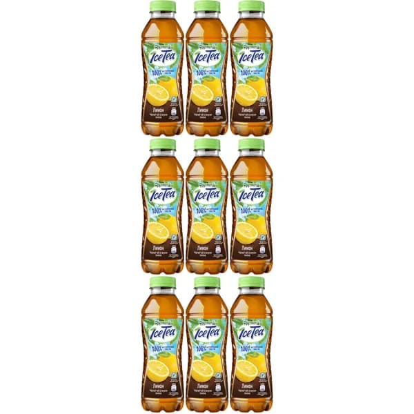 Холодный чай Фрутмотив IceTea черный лимон 500 мл, набор: 9 штук