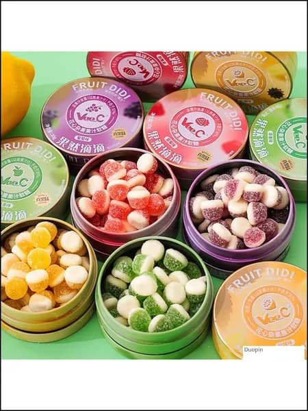 Кислые фруктовые конфеты QQ в эксклюзивной металлической коробке, 30 г