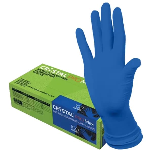 Упаковка 2 шт. Перчатки нитриловые смотровые сверхпрочные CRYSTAL PRO MAX, 50 пар (100 шт.), размер XL (оч. большой), синие, CRYMAX-04