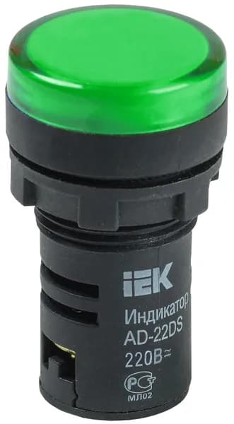 Лампа светодиодная IEK AD22DS, LED матрица, 22 мм, зеленый, 230В