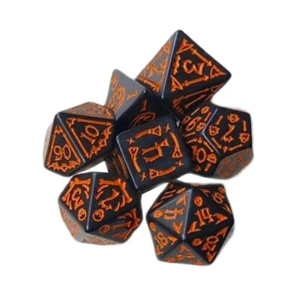 Набор из 7 акриловых игральных костей с цифрами, Черный