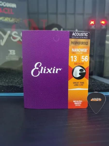 Струны 16102 для акустической гитары Elixir 13-56 Nanoweb Дополнительный выбор