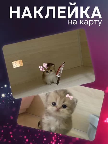 Наклейка на карту банковскую котенок